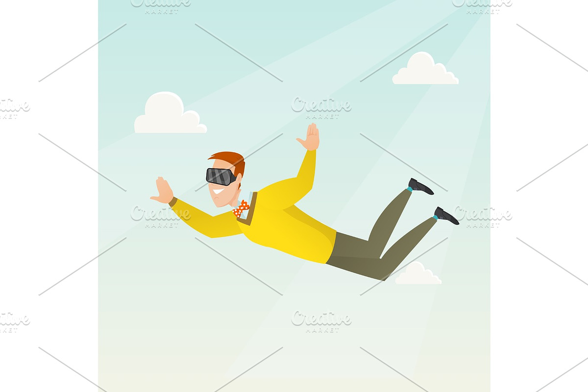 Businessman in vr headset flying in the sky. in Illustrations - product preview 8