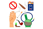 Smoking tobacco icons set