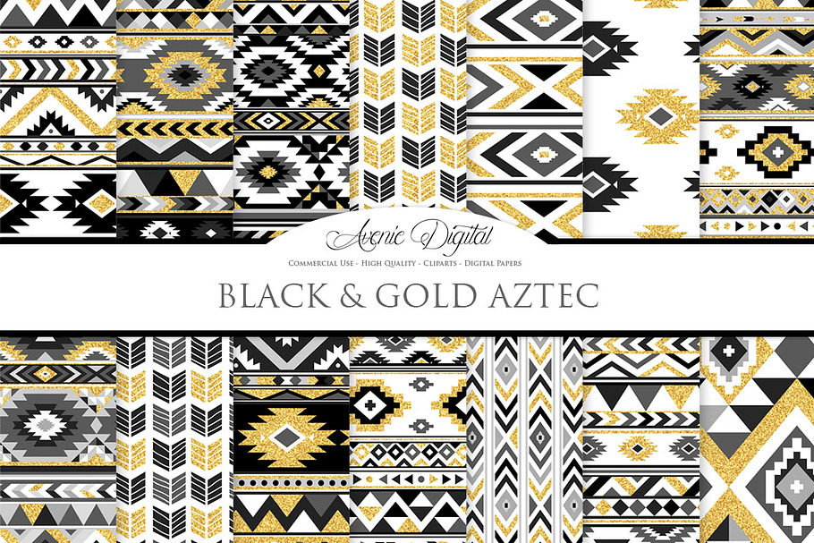 Black & Gold Boho Seamless Pattern in Patterns - product preview 8