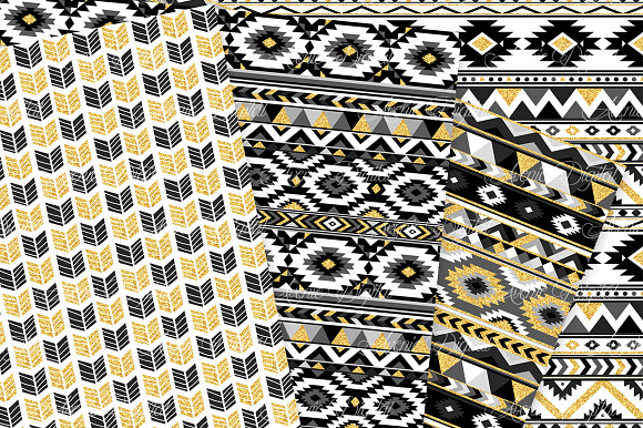 Black & Gold Boho Seamless Pattern in Patterns - product preview 1
