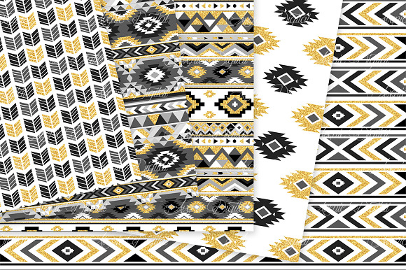 Black & Gold Boho Seamless Pattern in Patterns - product preview 2
