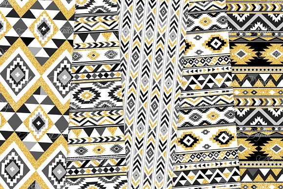 Black & Gold Boho Seamless Pattern in Patterns - product preview 3