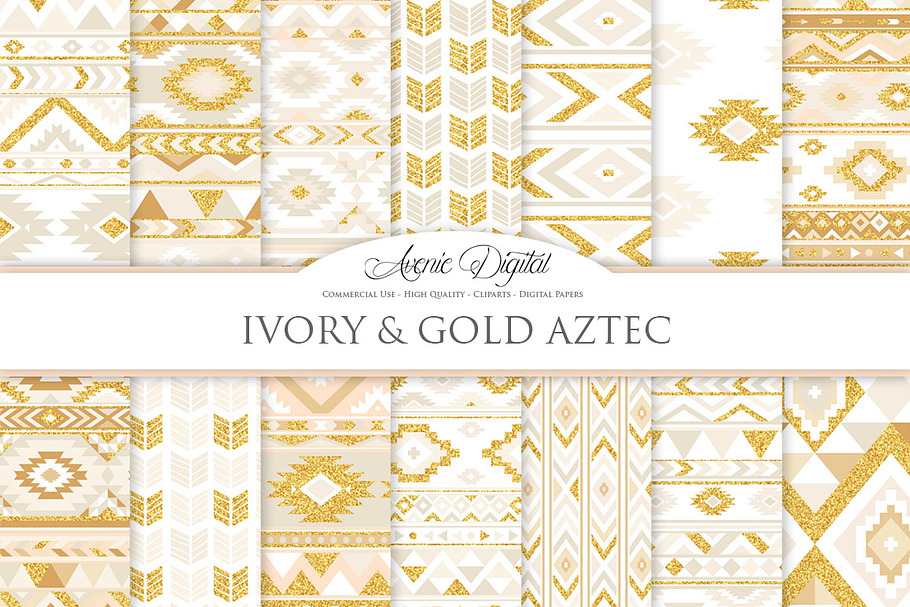 Ivory & Gold Boho Seamless Patterns in Patterns - product preview 8