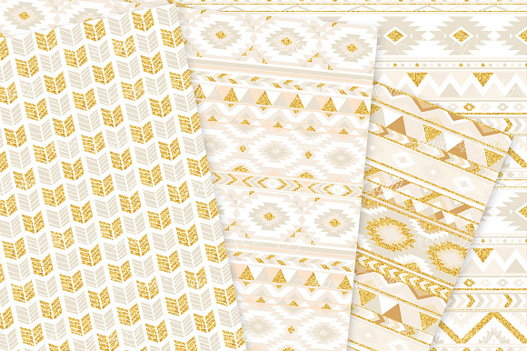 Ivory & Gold Boho Seamless Patterns in Patterns - product preview 1
