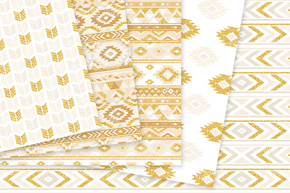 Ivory & Gold Boho Seamless Patterns in Patterns - product preview 2