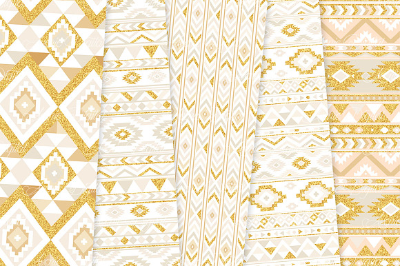 Ivory & Gold Boho Seamless Patterns in Patterns - product preview 3