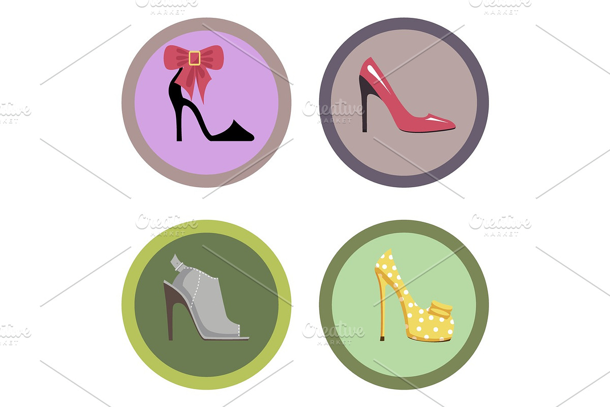 Glamorous High-Heeled Shoes Illustrations Set in Illustrations - product preview 8