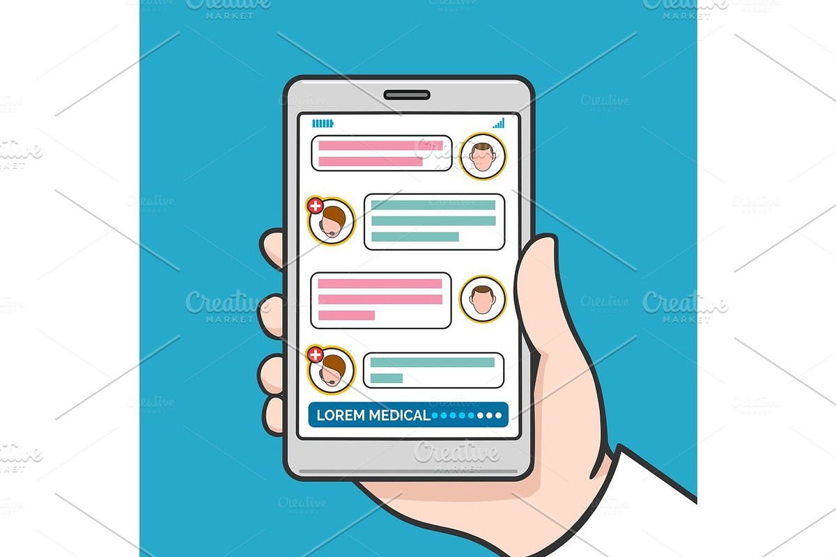 Smartphone physician online consultation in Illustrations - product preview 8