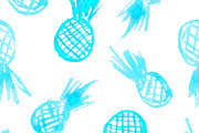 Azure watercolor pineapples