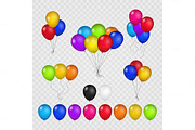 Colored balloons on transparent background