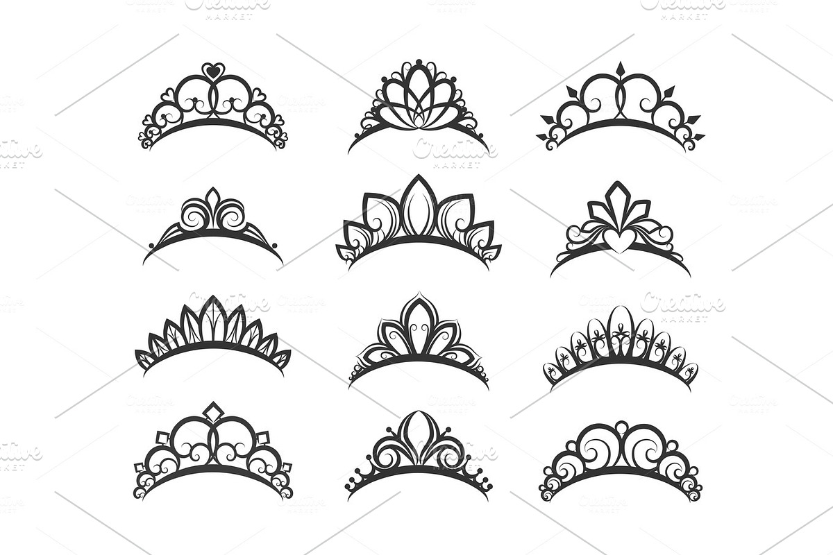 Beautiful queen tiaras set in Objects - product preview 8