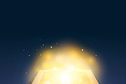 Open book with magic golden light