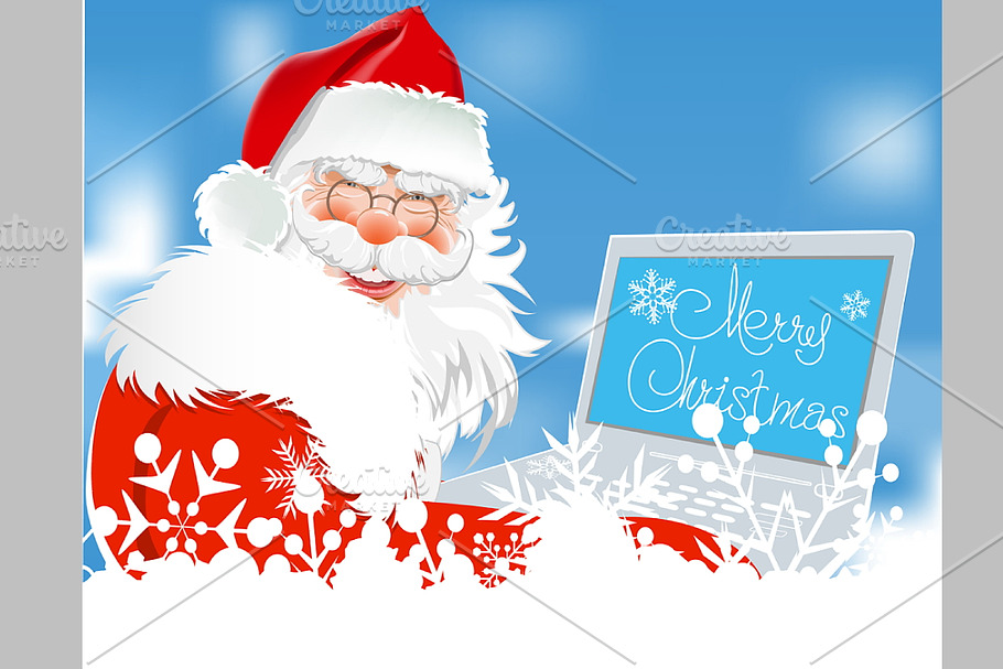 Christmas Card Santa Claus. Vector in Illustrations - product preview 8