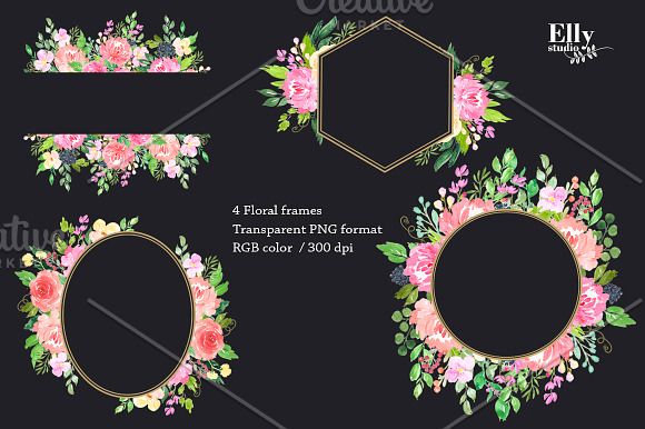 Watercolor floral Clip Art -Romance  in Illustrations - product preview 2