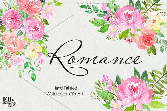 Watercolor floral Clip Art -Romance  in Illustrations - product preview 7