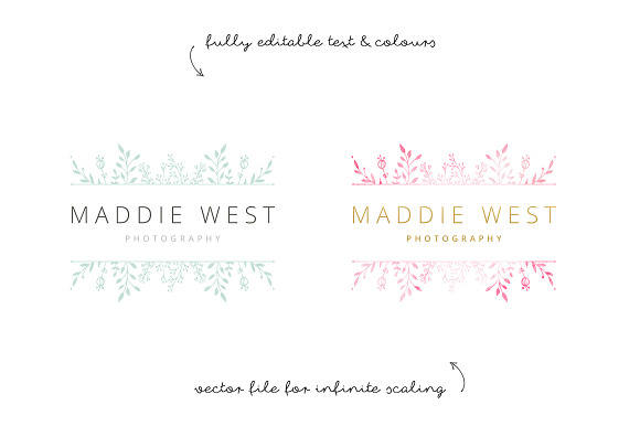 Gold Floral Logo Hand Drawn EPS PSD in Logo Templates - product preview 1