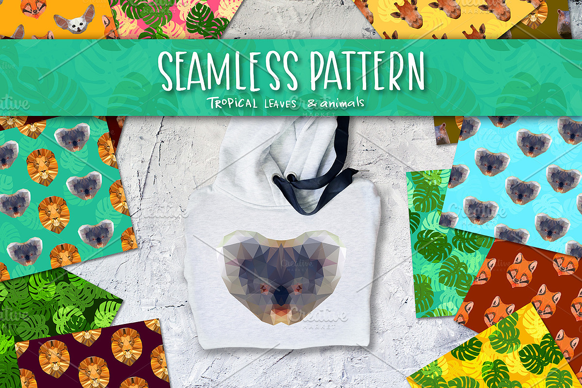 Tropical leaves and animals pattern in Patterns - product preview 8