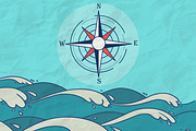 Hand Drawn Sea compass background