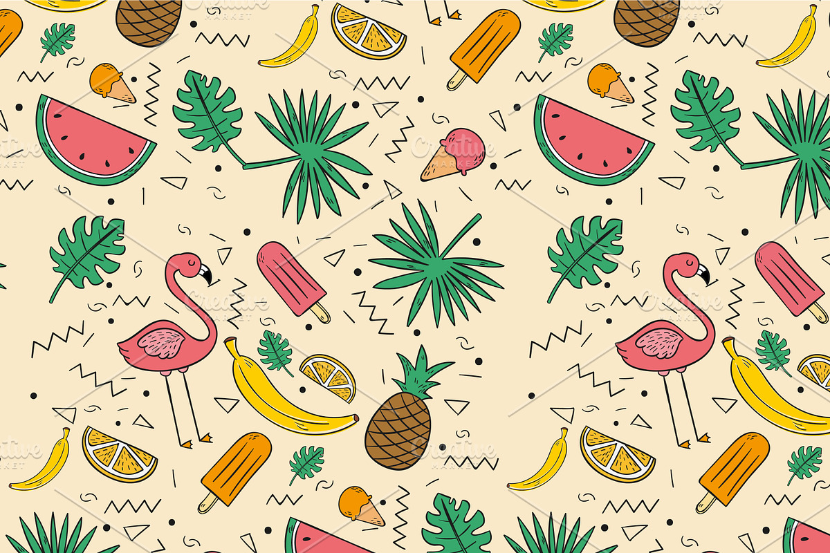 Yummy Tropical Fruits Pattern Vector in Patterns - product preview 8