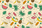Yummy Tropical Fruits Pattern Vector