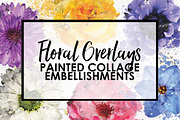 Floral Painted Collage Overlays 
