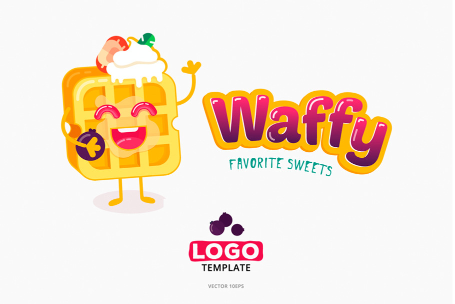 Belgian sweet wafer logo template