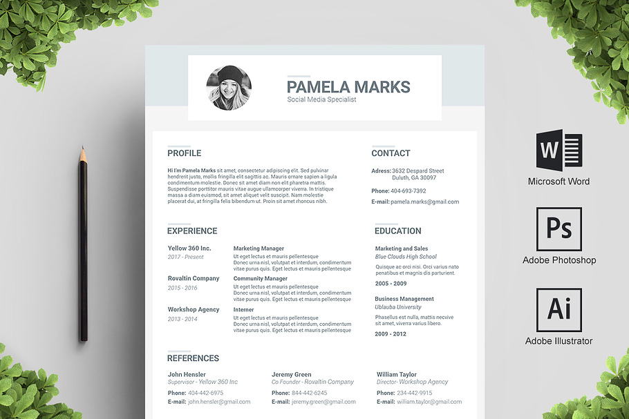 Ocean Resume Template in Resume Templates - product preview 8