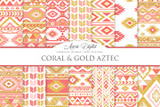 Coral & Gold Boho Seamless Patterns