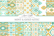 Mint & Gold Boho Seamless Patterns