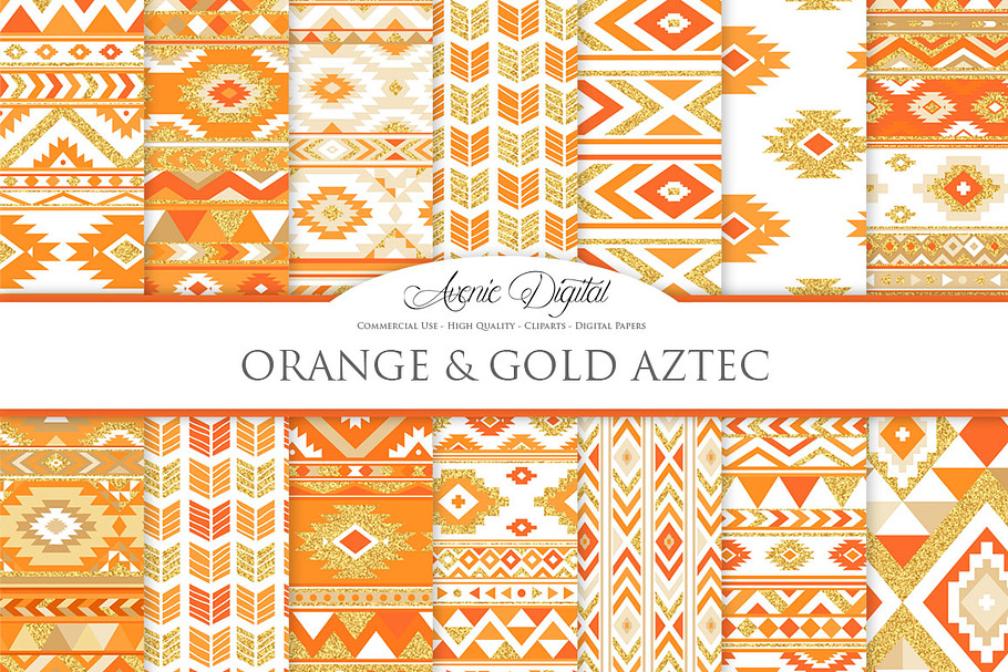 Orange & Gold Boho Seamless Patterns