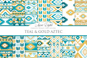 Teal & Gold Boho Seamless Pattern