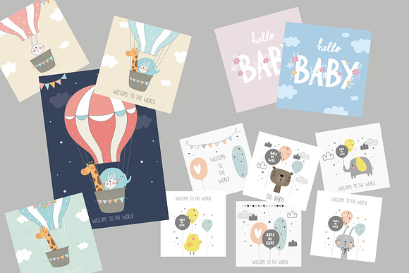 Baby Shower invite, pattern calendar in Illustrations - product preview 8