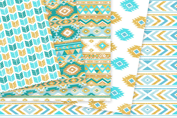 Turquoise & Gold Boho Repeat Pattern in Patterns - product preview 3