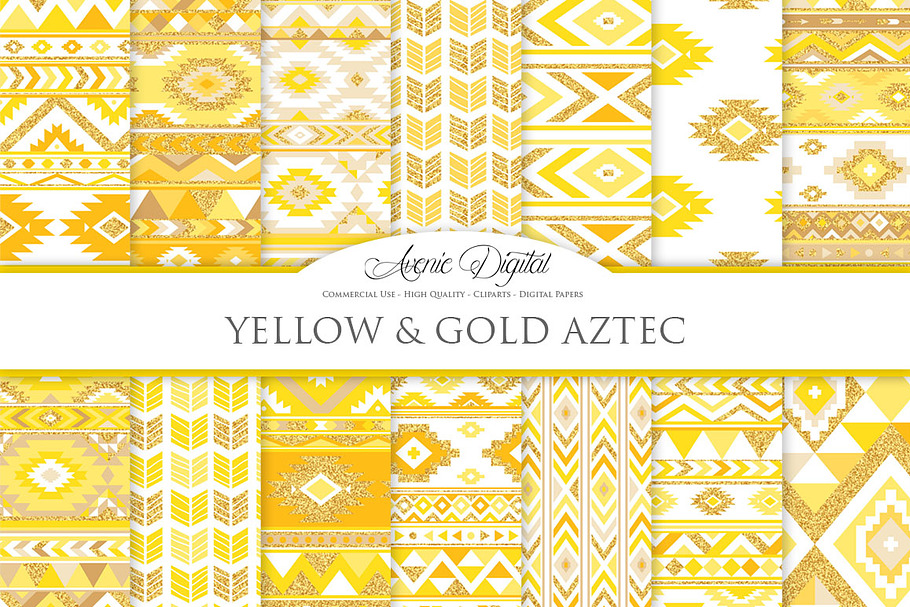 Yellow & Gold Boho Seamless Pattern in Patterns - product preview 8