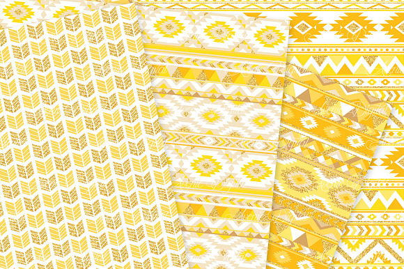 Yellow & Gold Boho Seamless Pattern in Patterns - product preview 2