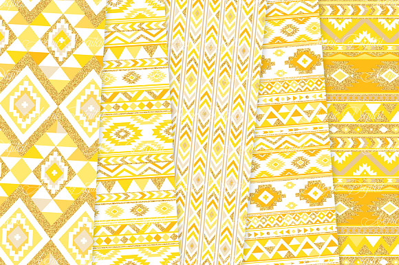 Yellow & Gold Boho Seamless Pattern in Patterns - product preview 3