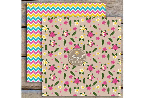 Frangipani Digital Paper & Clipart in Patterns - product preview 3