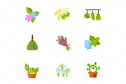 Plants and flowers icon set