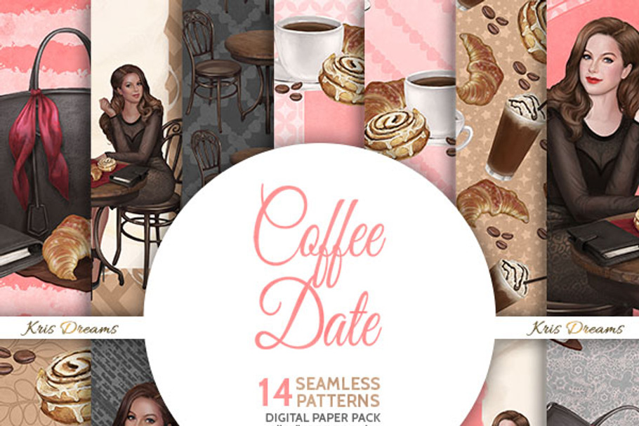 Coffee Date Digital Paper
