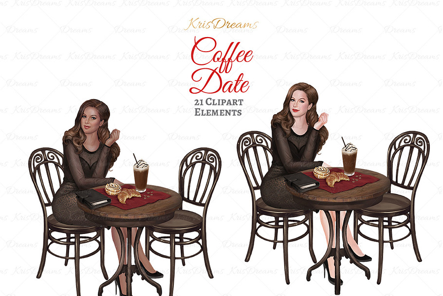 Coffee Date Clipart Set