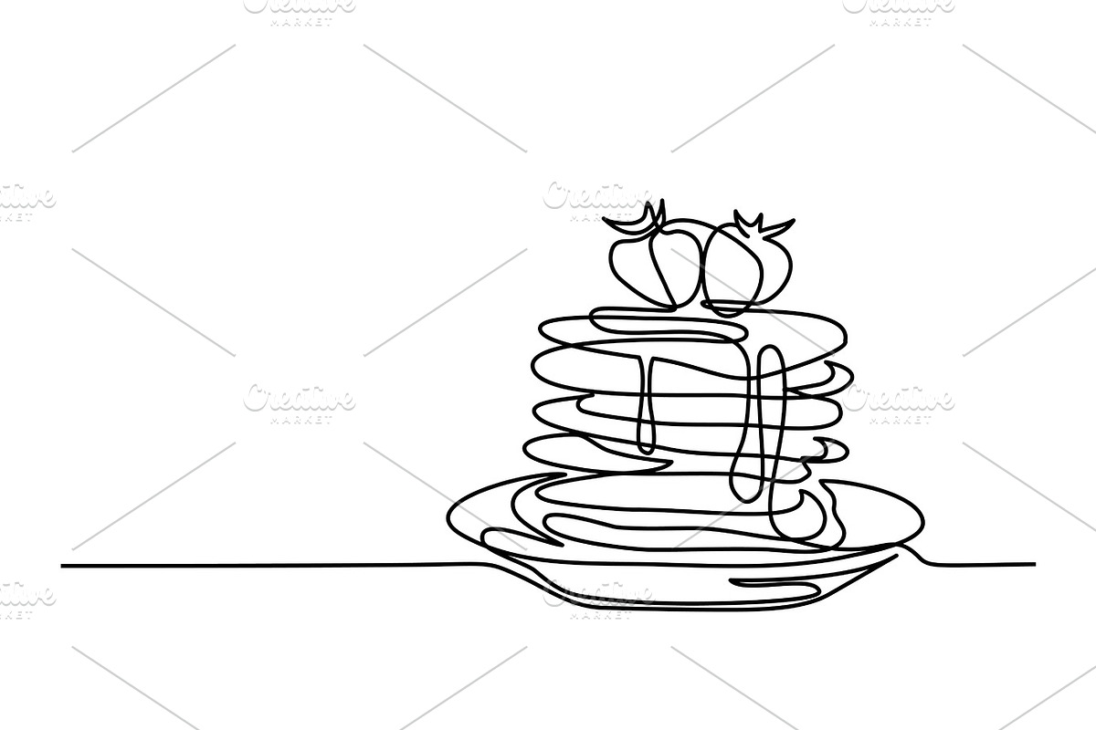 Pancakes with strawberry in Illustrations - product preview 8