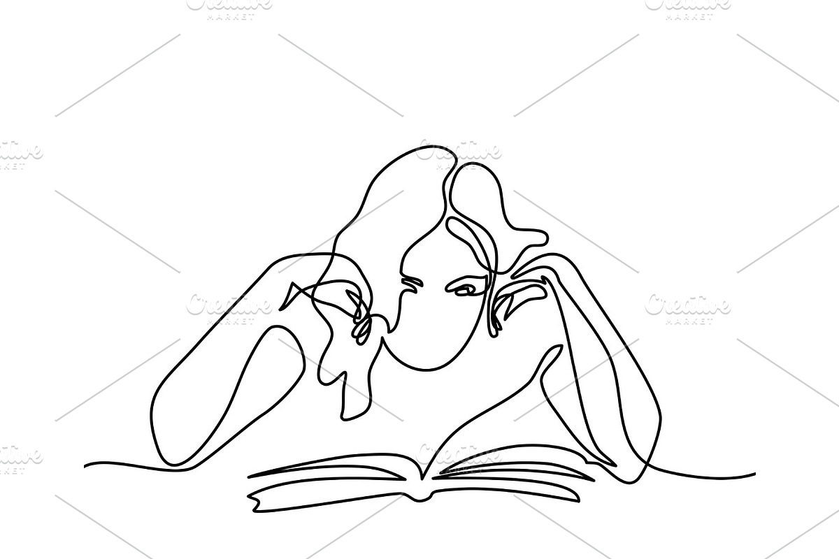 Young woman reading book in Illustrations - product preview 8