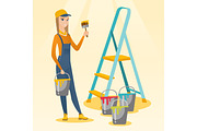 Painter with paint brush vector illustration.