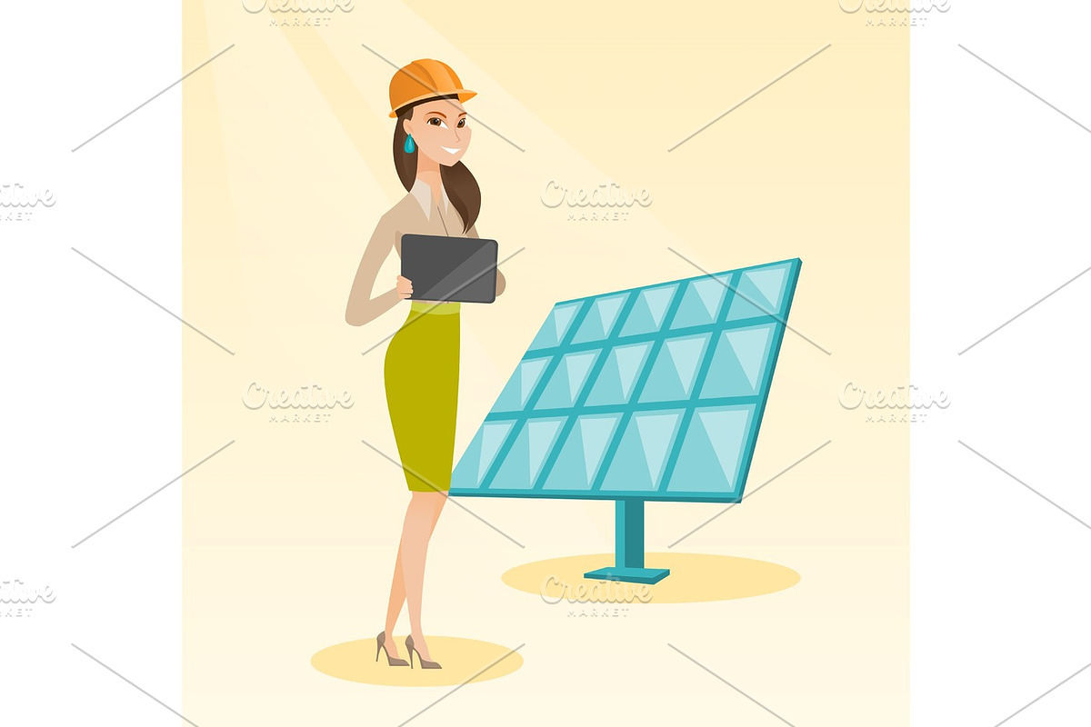 Female worker of solar power plant. in Illustrations - product preview 8