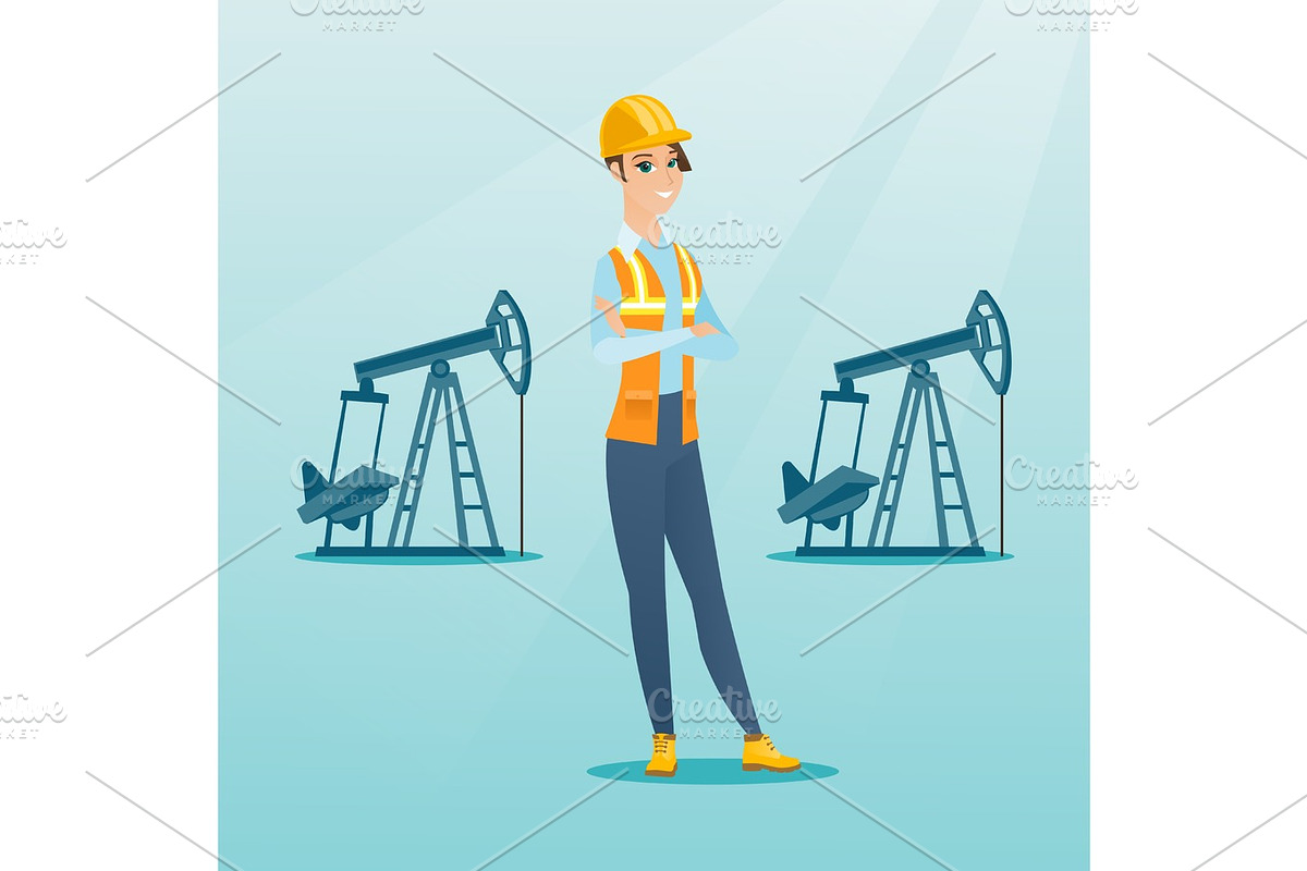 Cnfident oil worker vector illustration. in Illustrations - product preview 8