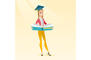 Graduate with book in hands vector illustration.