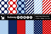 Navy, Red & Blue Dots & Stripes