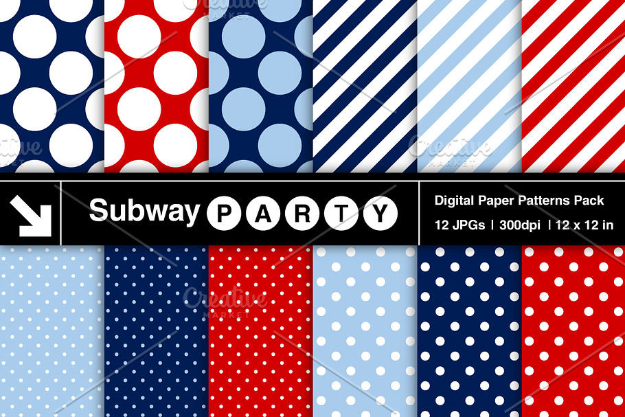 Navy, Red & Blue Dots & Stripes in Patterns - product preview 8
