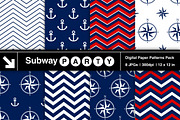 Nautical Navy & Red Papers