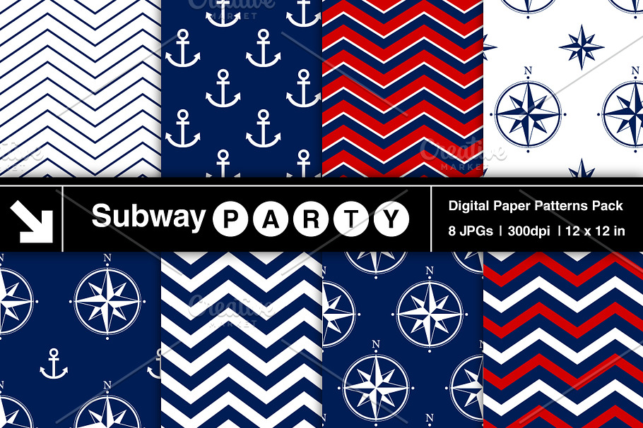 Nautical Navy & Red Papers in Patterns - product preview 8